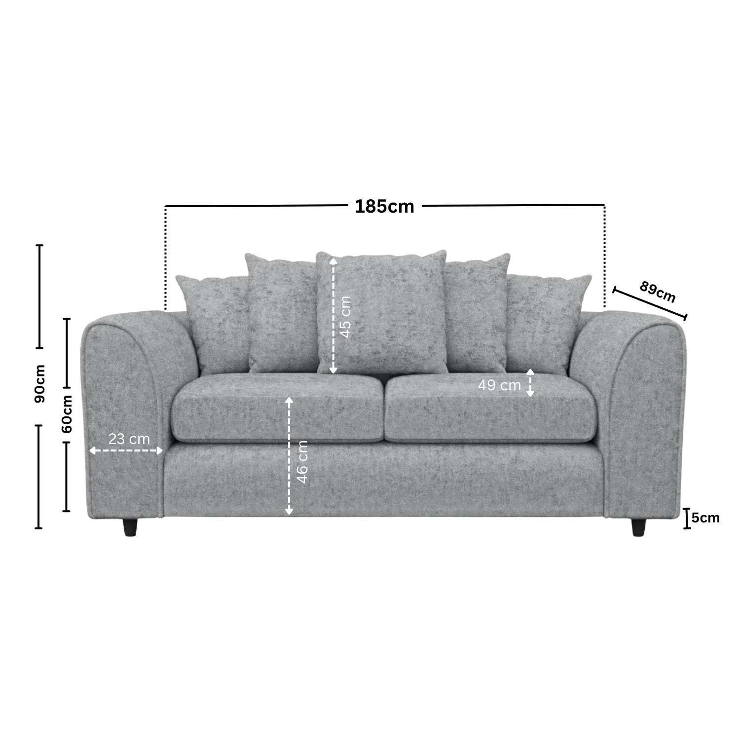 Alaska Fabric Scatter Back Sofa Set (Light Grey) - Image 8