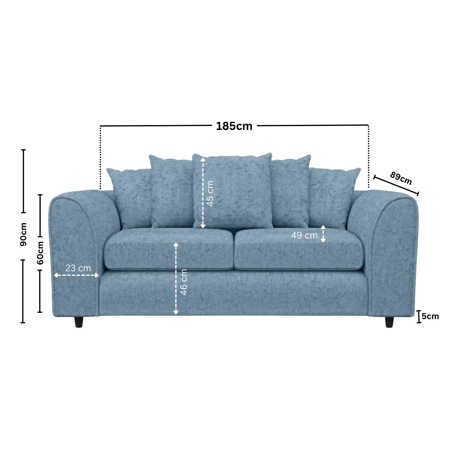 Alaska Fabric Scatter Back Sofa Set (Black) - Image 117