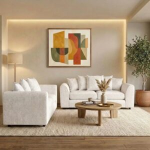 Alaska Fabric Scatter Back Sofa Set (Cream)