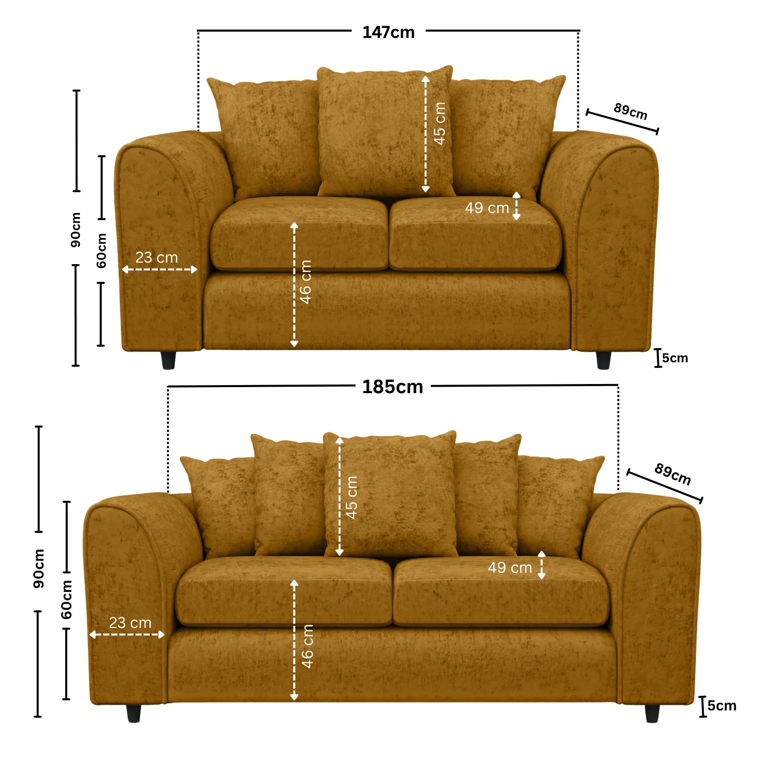 Alaska Fabric Scatter Back Sofa Set (Black) - Image 24