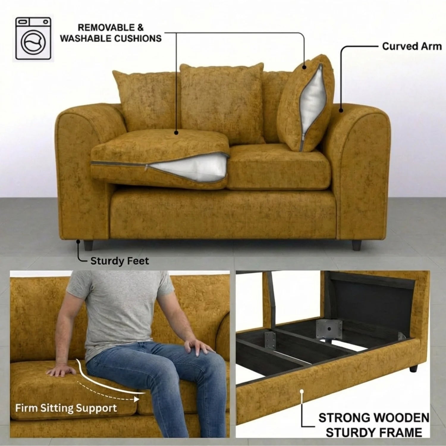 Alaska Fabric Scatter Back Sofa Set (Black) - Image 25