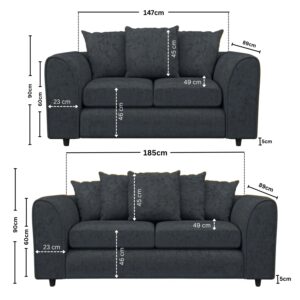 Alternative view of Alaska Fabric Scatter Back Sofa Set (Dark Grey)
