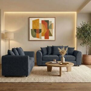 Alaska Fabric Scatter Back Sofa Set (Dark Grey)
