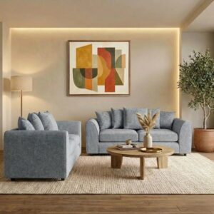 Alaska Fabric Scatter Back Sofa Set (Light Grey)