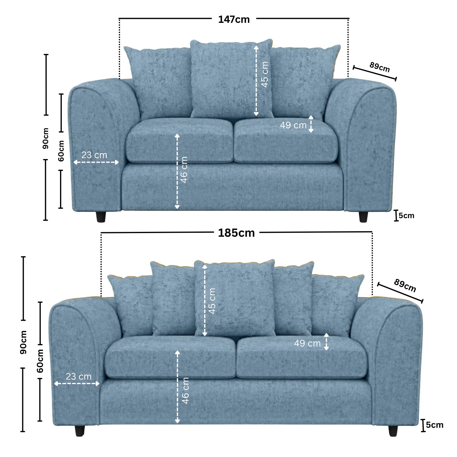Alaska Fabric Scatter Back Sofa Set (Black) - Image 50