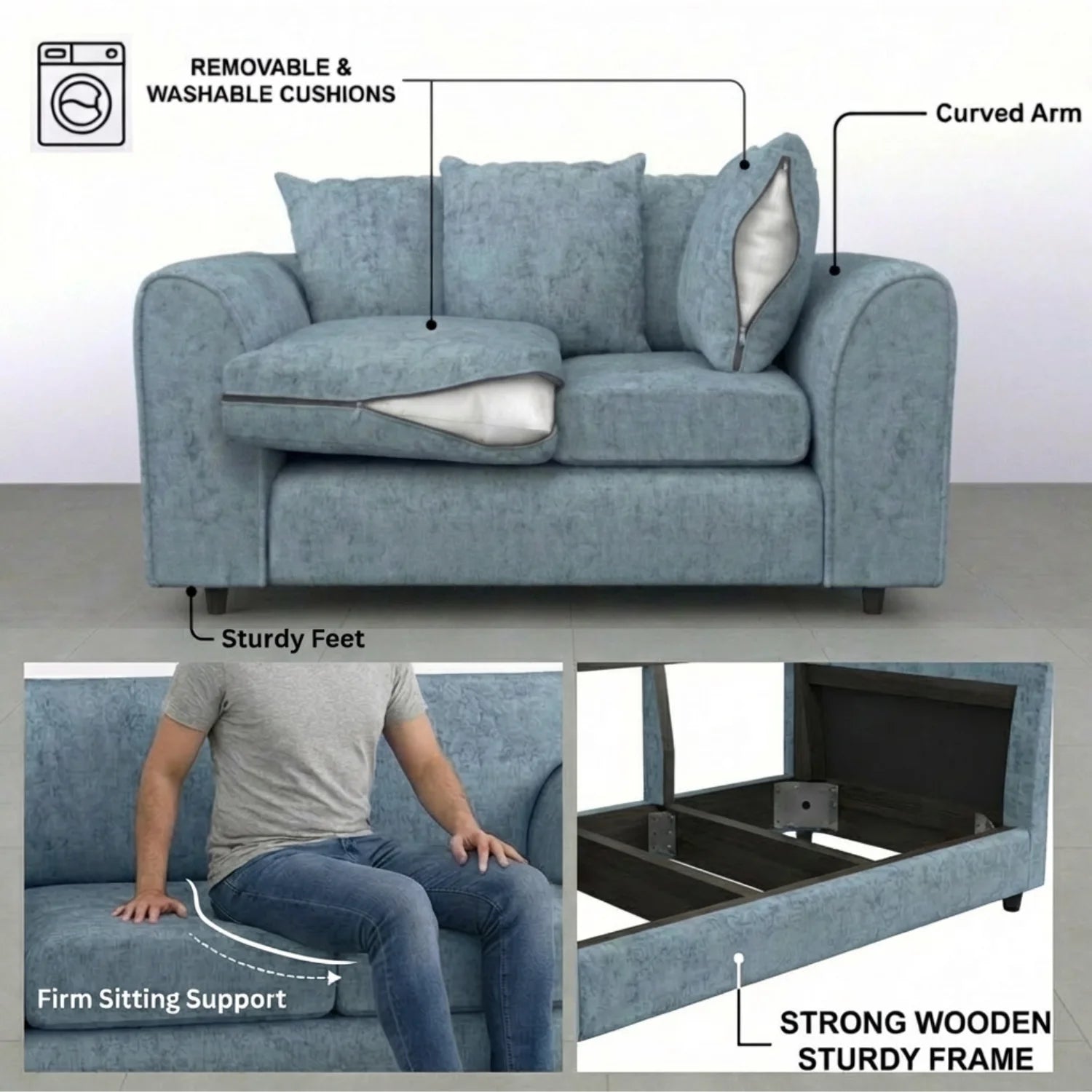 Alaska Fabric Scatter Back Sofa Set (Black) - Image 51