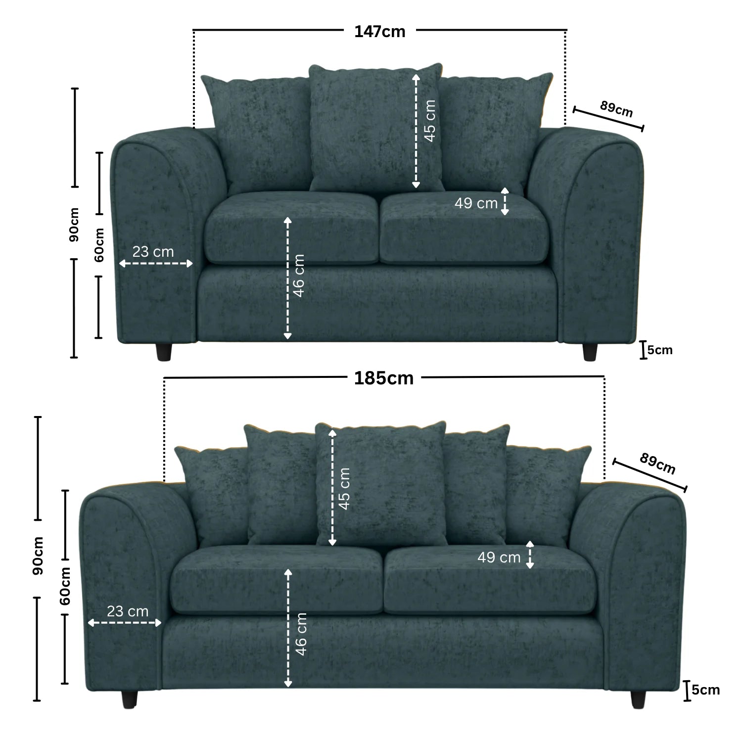 Alaska Fabric Scatter Back Sofa Set (Black) - Image 57