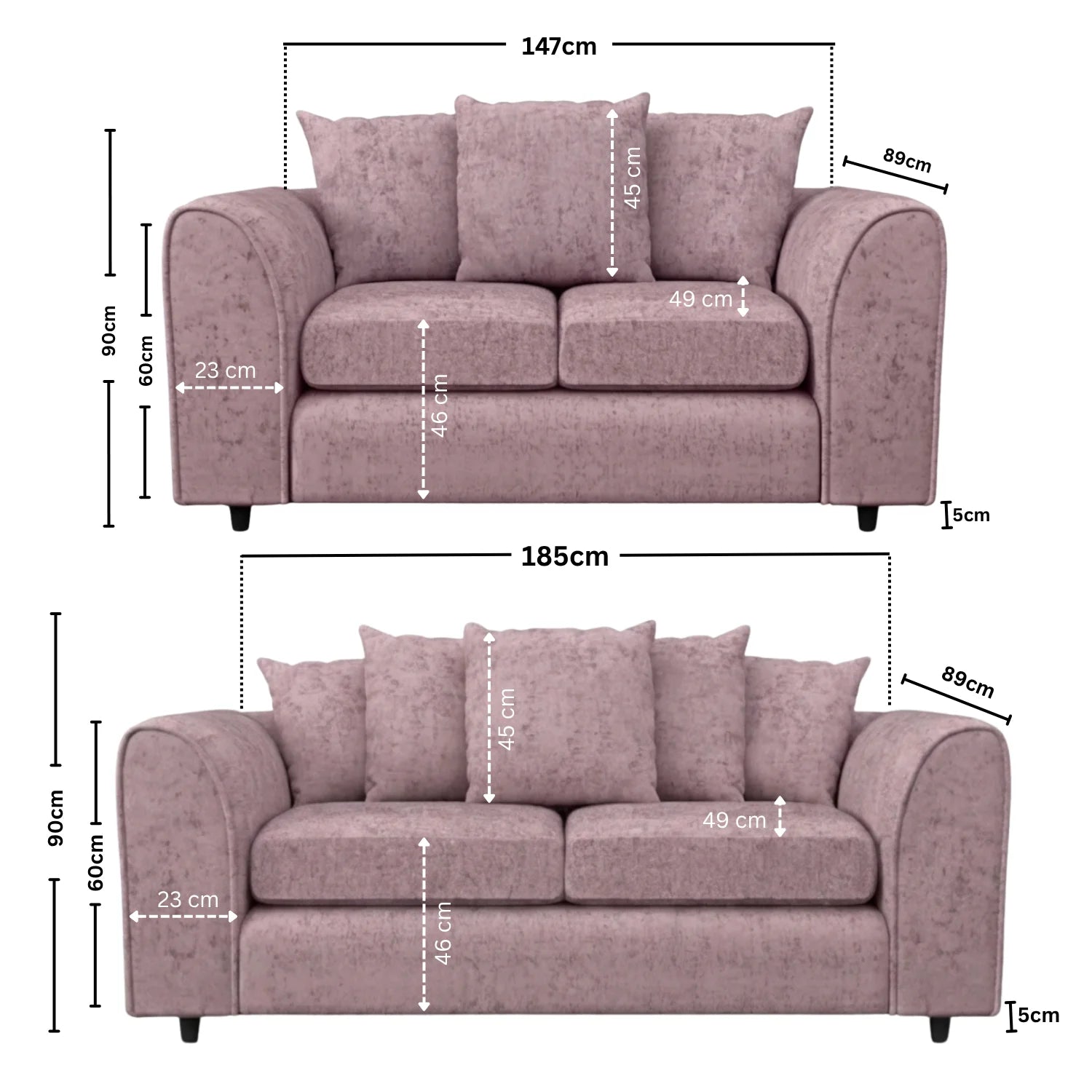 Alaska Fabric Scatter Back Sofa Set (Black) - Image 64