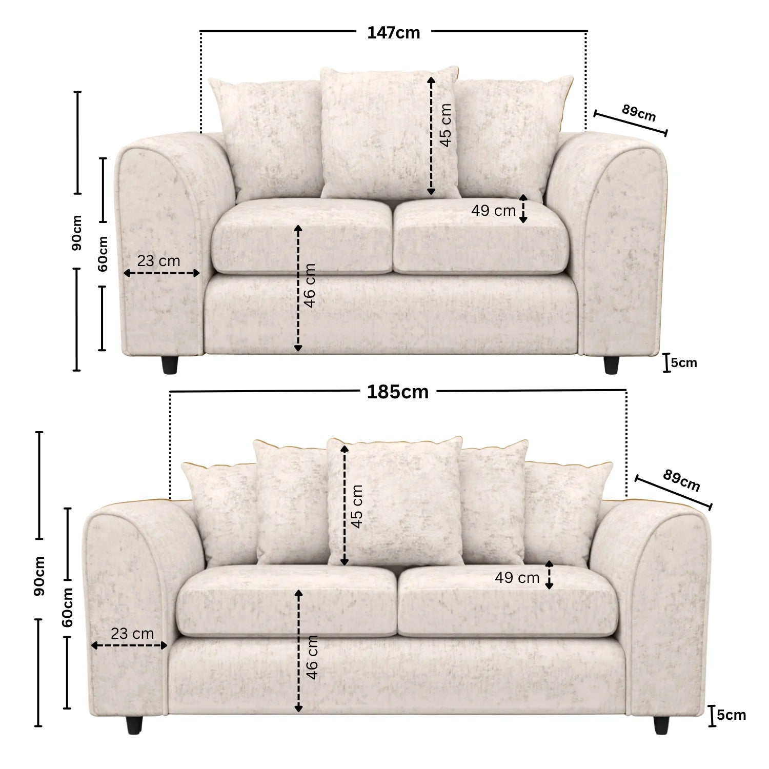 Alaska Fabric Scatter Back Sofa Set (Black) - Image 10