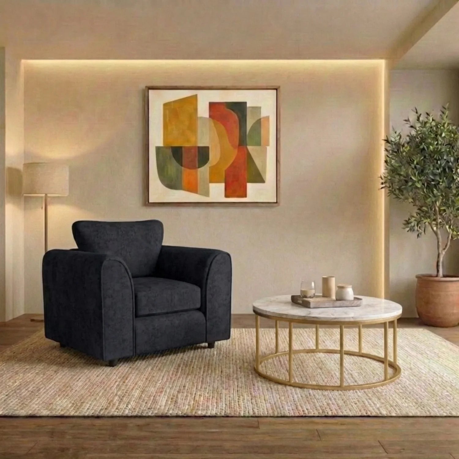Alaska Fabric Scatter Back Sofa Set (Black) - Image 213