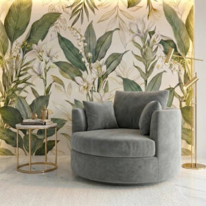 Plush Fabric Swivel Chair