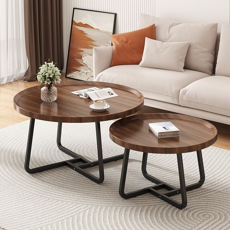 Light Luxury Tea Table Internet Celebrity Solid Wood Tea Table Modern Minimalist Living Room Home Small Apartment Round Combination Tea Table