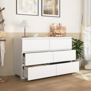 Alternative view of 6 Drawer Storage Cabinet ,Dresser, Wood Storage Tower Clothes Organizer, Wide Chest Of 6 Drawers, Large Storage Space For Bedroom, Hallway, Entryway Living Room White