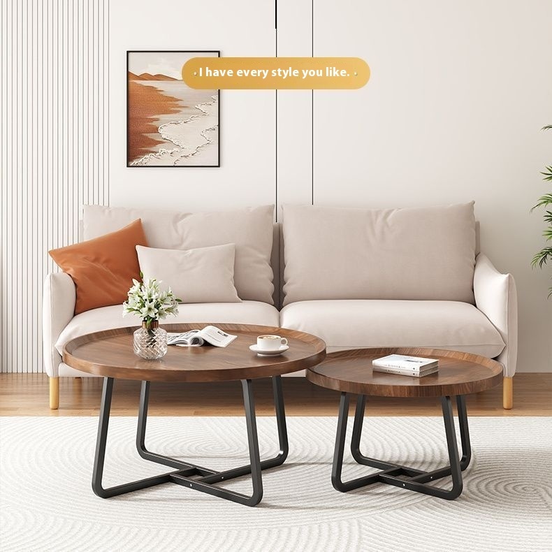 Light Luxury Tea Table Internet Celebrity Solid Wood Tea Table Modern Minimalist Living Room Home Small Apartment Round Combination Tea Table - Image 3