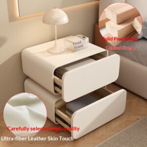 Alternative view of Creamy-style Minimalist Modern Solid Wood Bedside Storage Cabinet