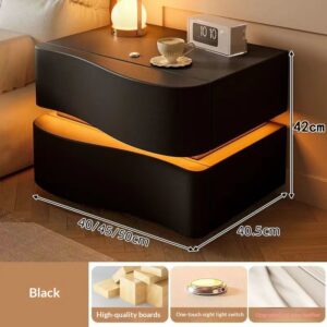 Alternative view of Cream Style Bedside Table - Modern Minimalist Nightstand with Storage for Bedroom Home Decor