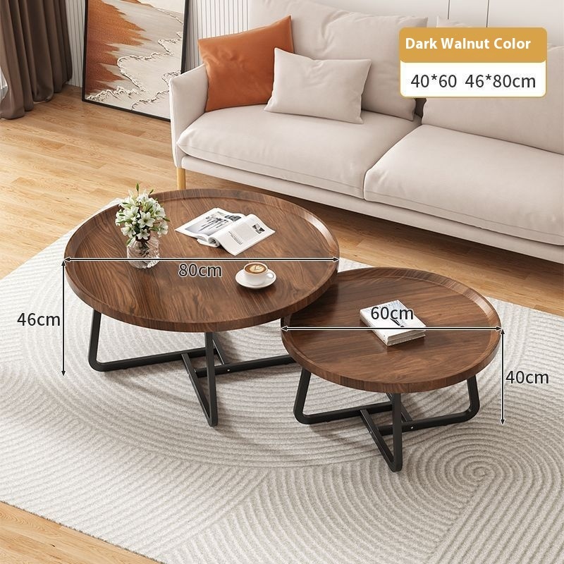 Light Luxury Tea Table Internet Celebrity Solid Wood Tea Table Modern Minimalist Living Room Home Small Apartment Round Combination Tea Table - Image 2