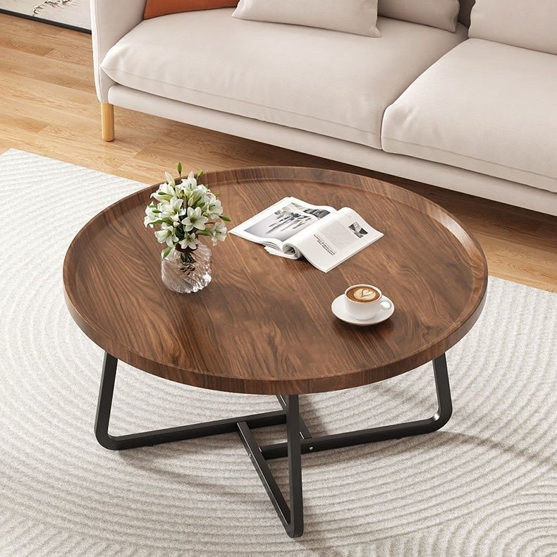 Light Luxury Tea Table Internet Celebrity Solid Wood Tea Table Modern Minimalist Living Room Home Small Apartment Round Combination Tea Table - Image 4