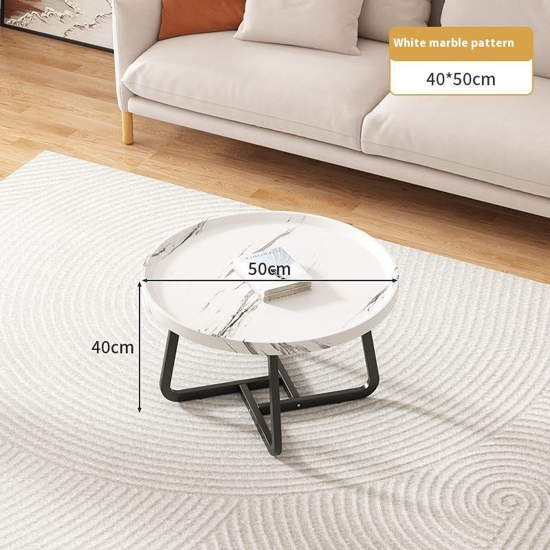 Light Luxury Tea Table Internet Celebrity Solid Wood Tea Table Modern Minimalist Living Room Home Small Apartment Round Combination Tea Table - Image 7