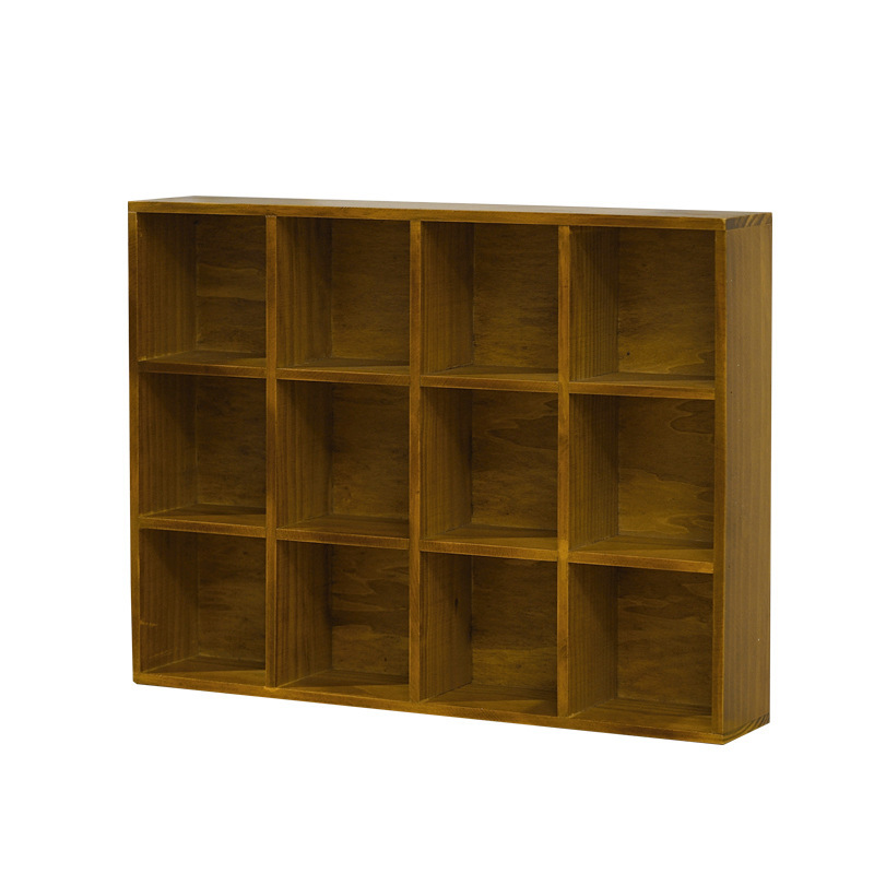 Multi-Layer 12-grid Solid Wood Retro Cup Storage Cabinet - Image 4